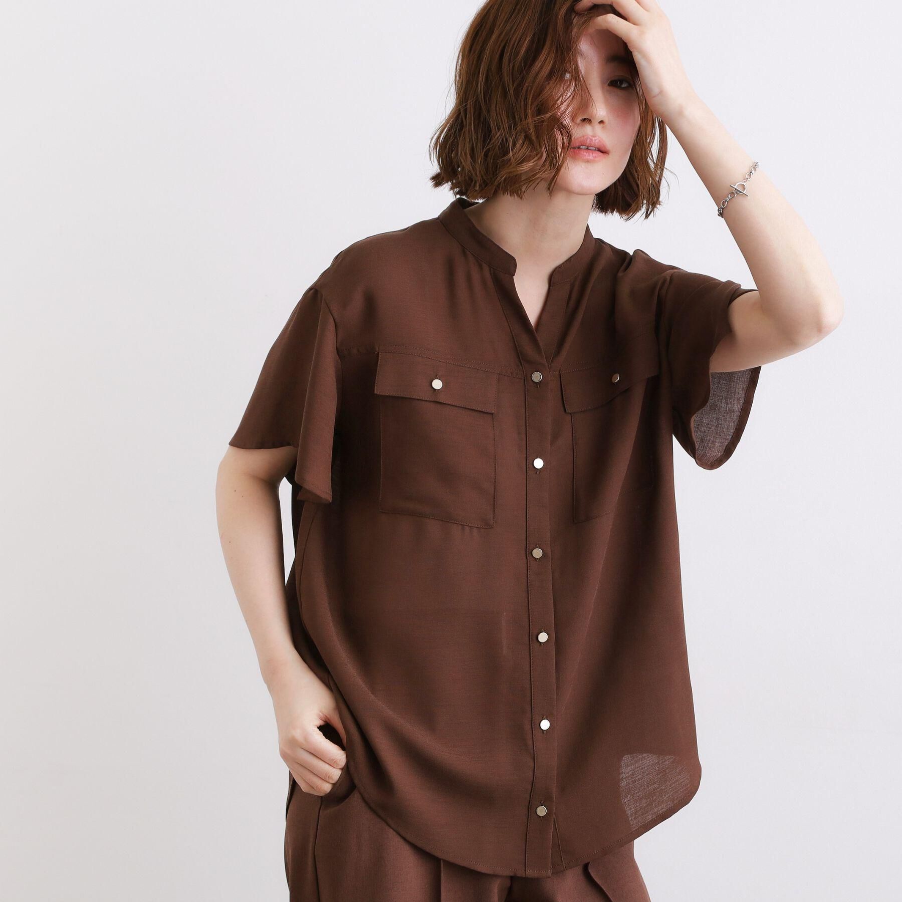 grove「【洗濯機OK・ひんやり/SETUP可】シワになりにくい、フレアスリーブブラウス」|シャツ・ブラウス|