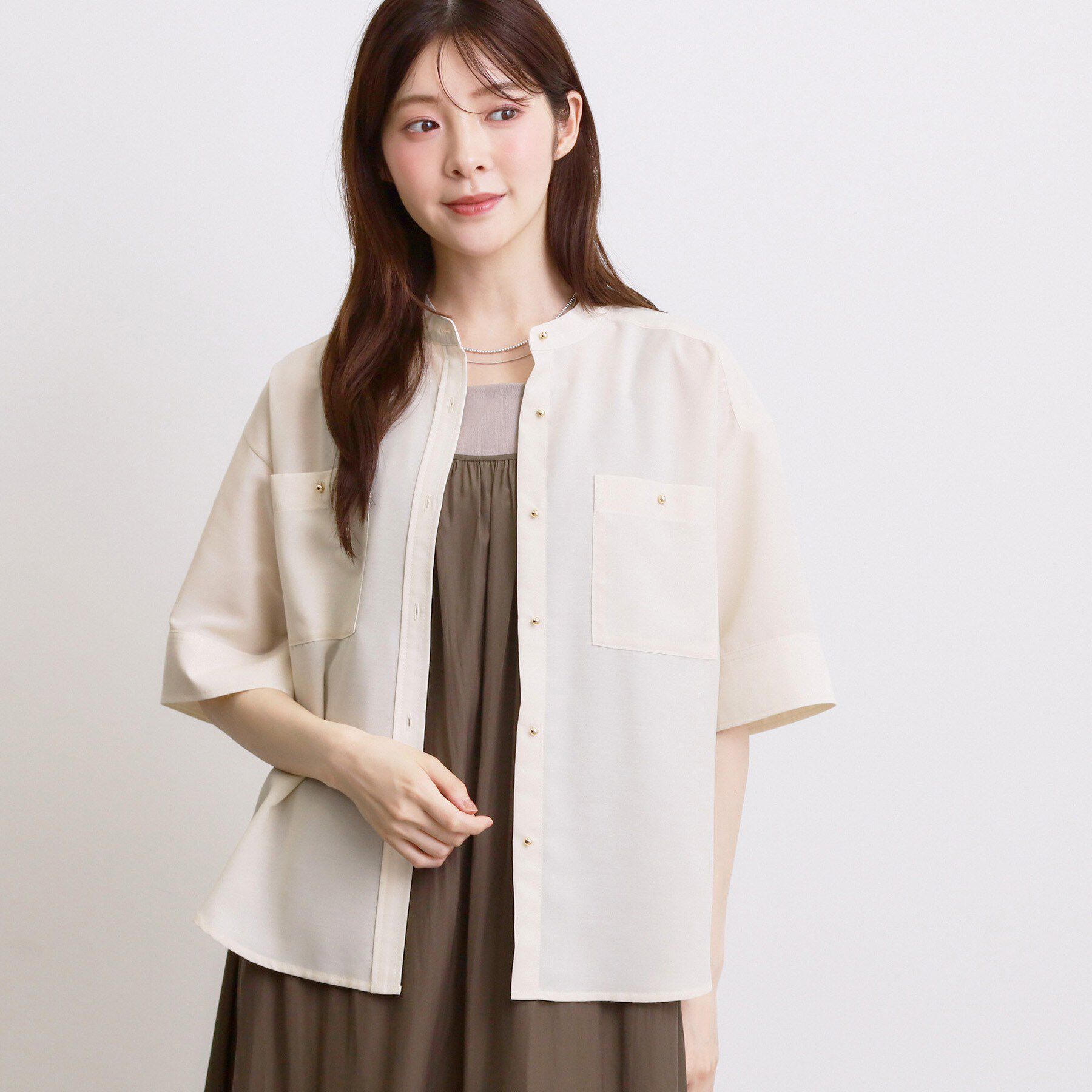 grove「【洗濯機◎】ほんのり大人の透け感、シアーカバーブラウス」|シャツ・ブラウス|