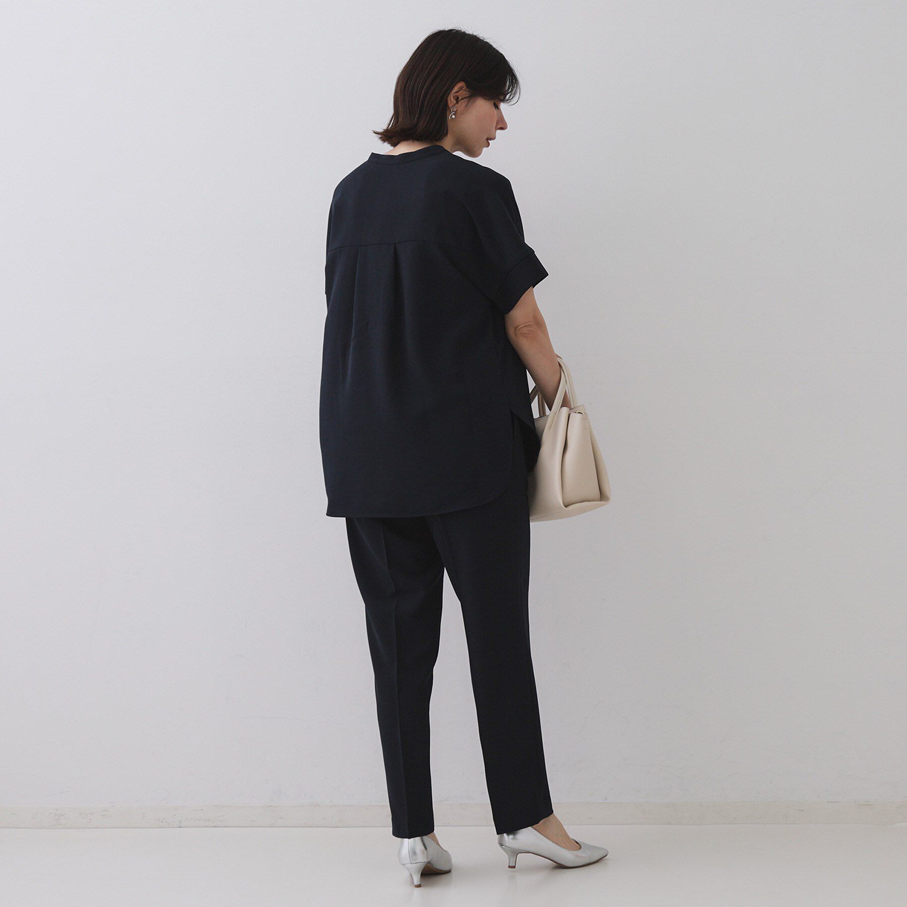 OPAQUE.CLIP「《5色展開／SS-LLサイズ》スキッパー金ボタンブラウス／セットアップ対応【防シワ／ストレッチ／洗濯」|シャツ・ブラウス|