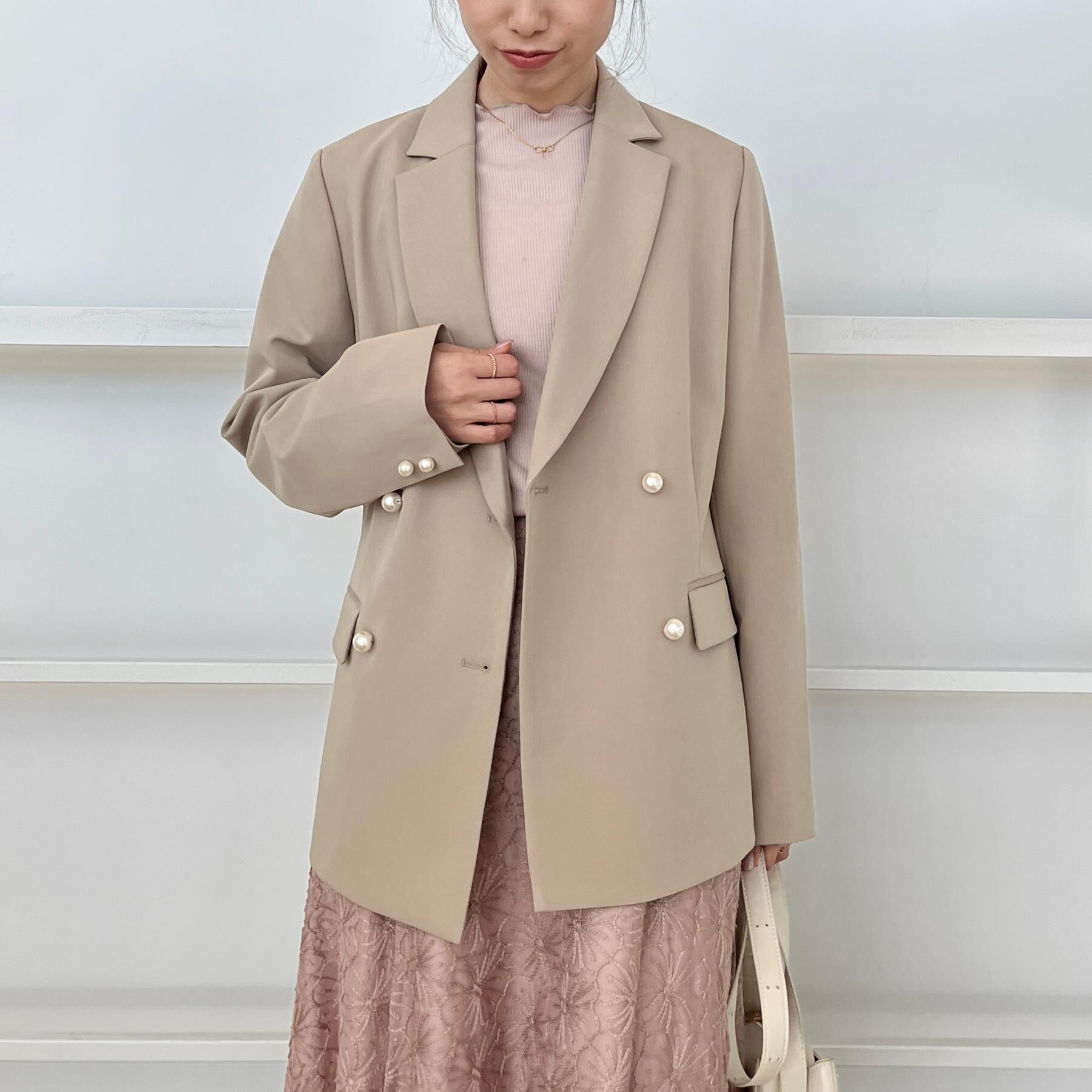 Couture broach「【洗える・通勤】パール調ボタン テーラードジャケット」|テーラードジャケット|