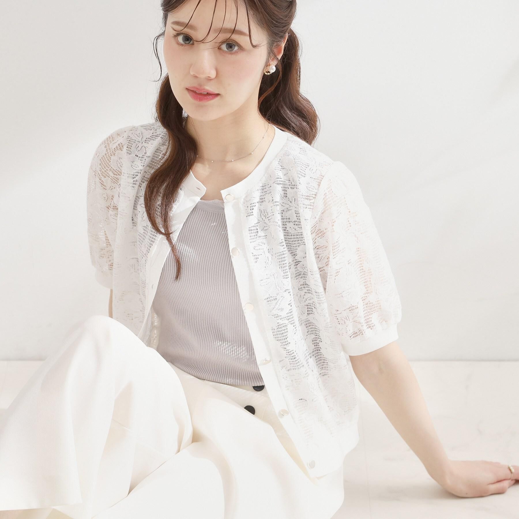 Couture broach「【洗える】フラワーレース カーディガン」|カーディガン|