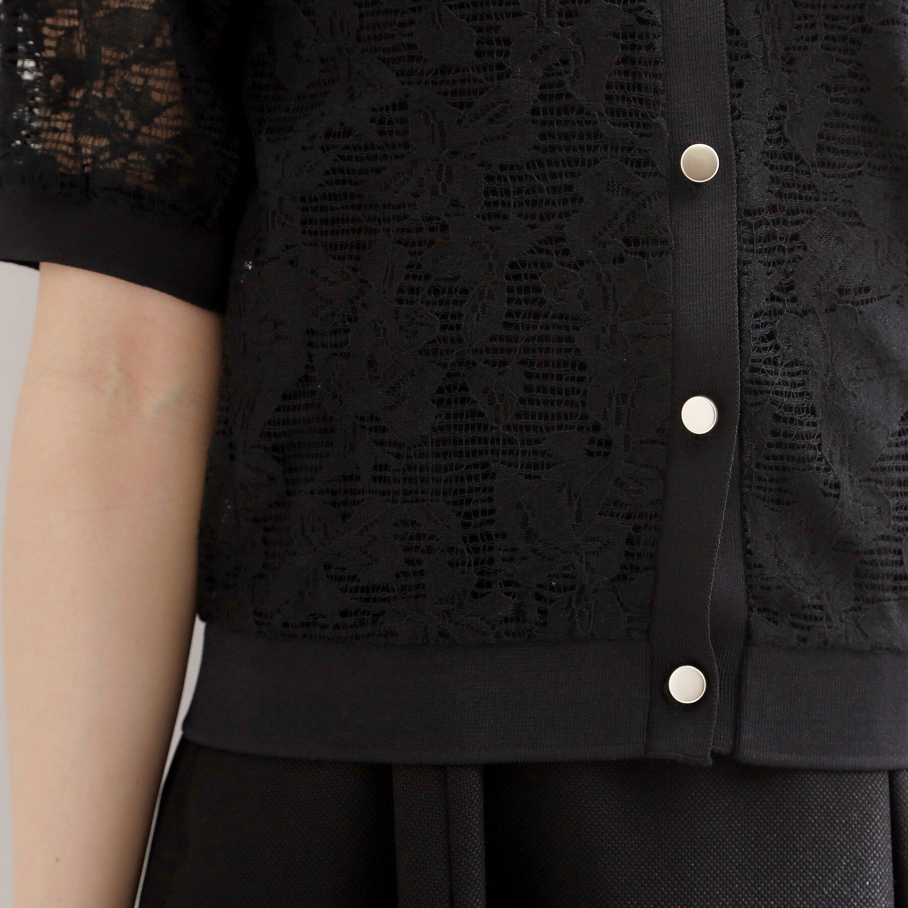 Couture broach「【洗える】フラワーレース カーディガン」|カーディガン|
