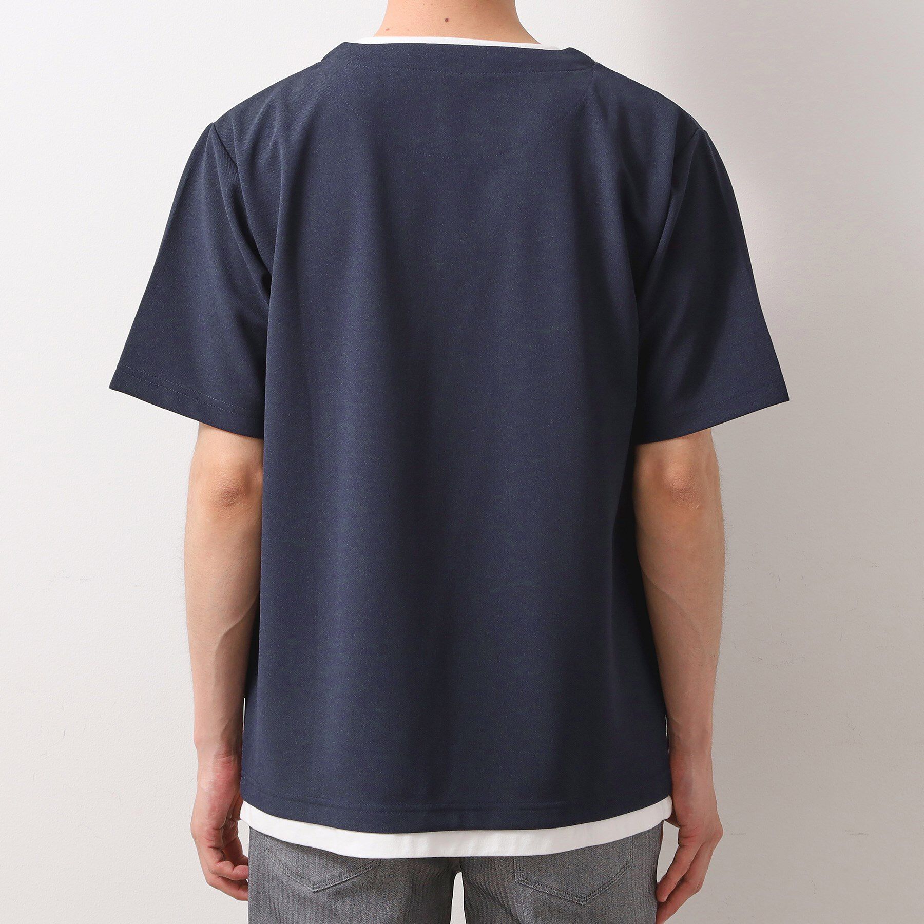 THE SHOP TK「ツイルキーネック 半袖Tシャツ 接触冷感/洗濯機OK」|Tシャツ・カットソー|