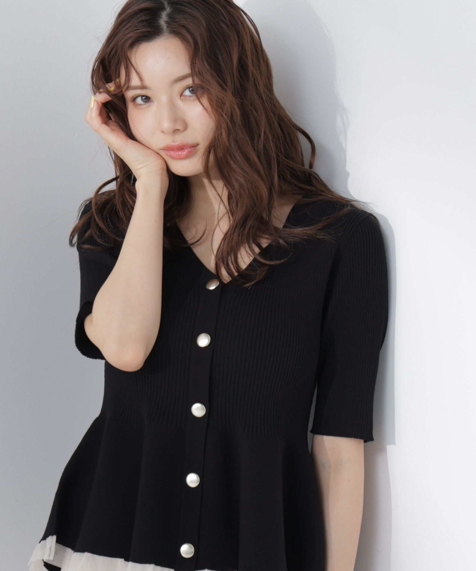 PROPORTION BODY DRESSING「部分シアーペプラムニット　26SS」|ニット・セーター|
