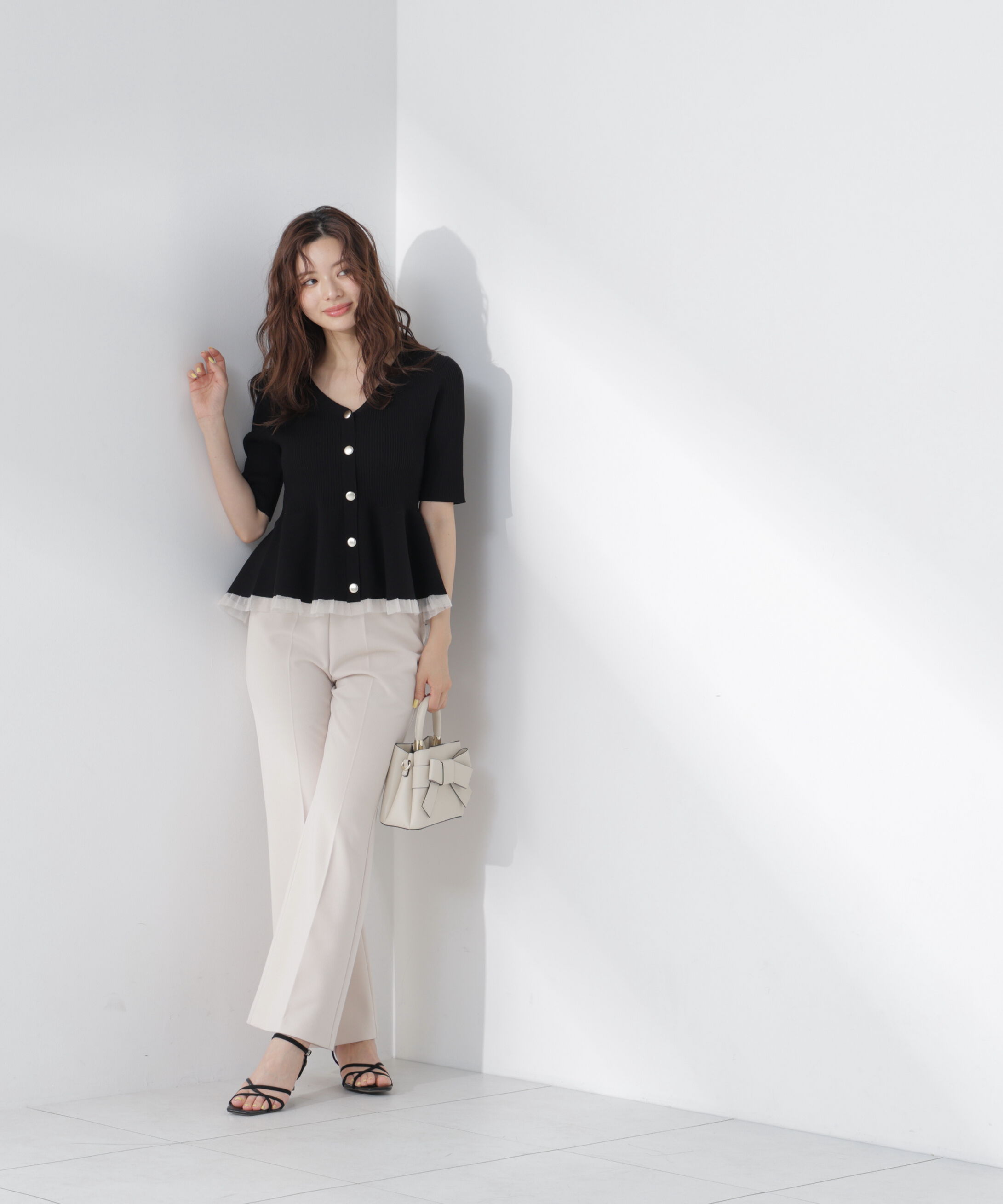 PROPORTION BODY DRESSING「部分シアーペプラムニット　26SS」|ニット・セーター|