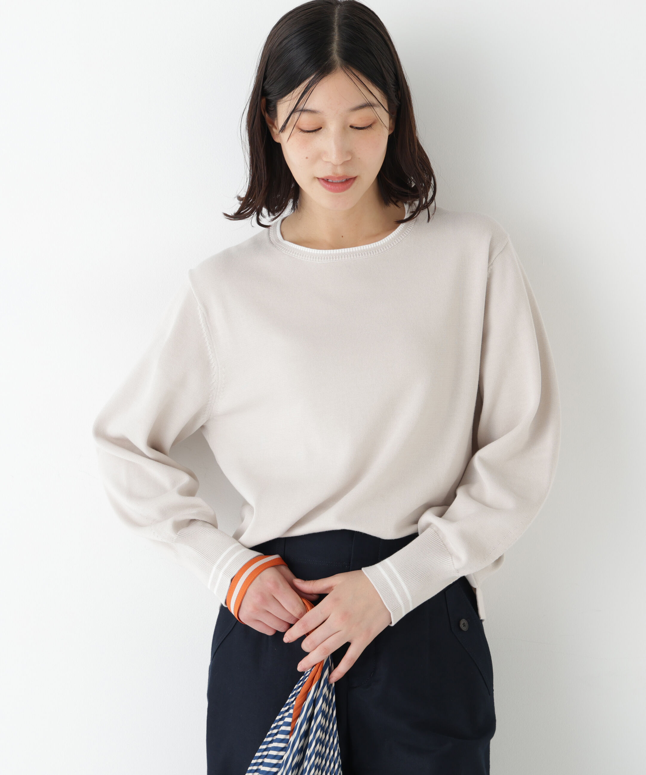  「◆《ｵｰｶﾞﾆｯｸｺｯﾄﾝ混 / ｳｫｯｼｬﾌﾞﾙ》ｵｰｶﾞﾆｯｸｺｯ 」|ニット・セーター|グレージュ&times;  2