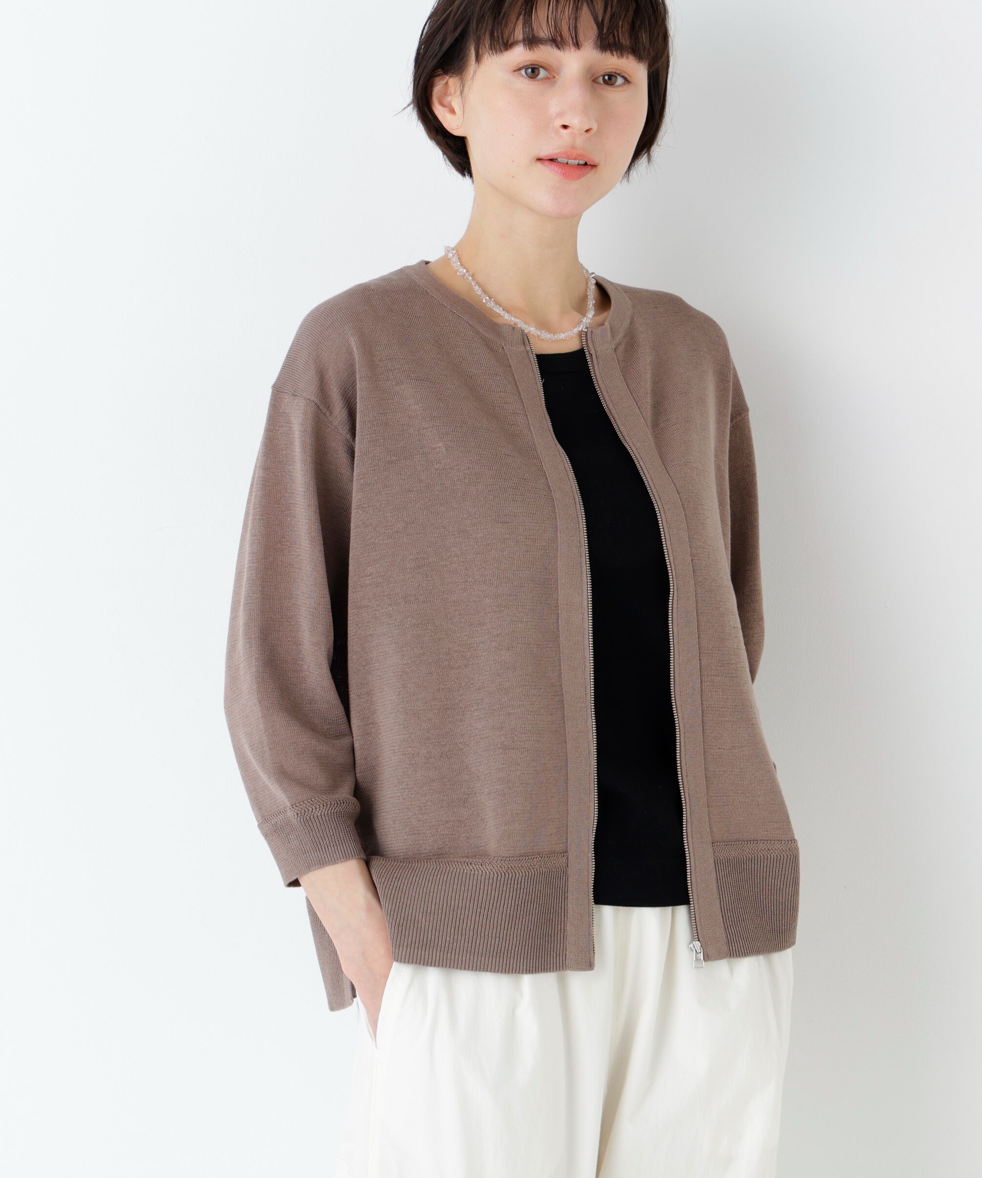  「《名品 / 洗える / 4ｶﾗｰ展開》ﾊｲｹﾞｰｼﾞｷﾞﾏ ｼﾞｯﾌﾟｱｯﾌ  」|ニット・セーター|