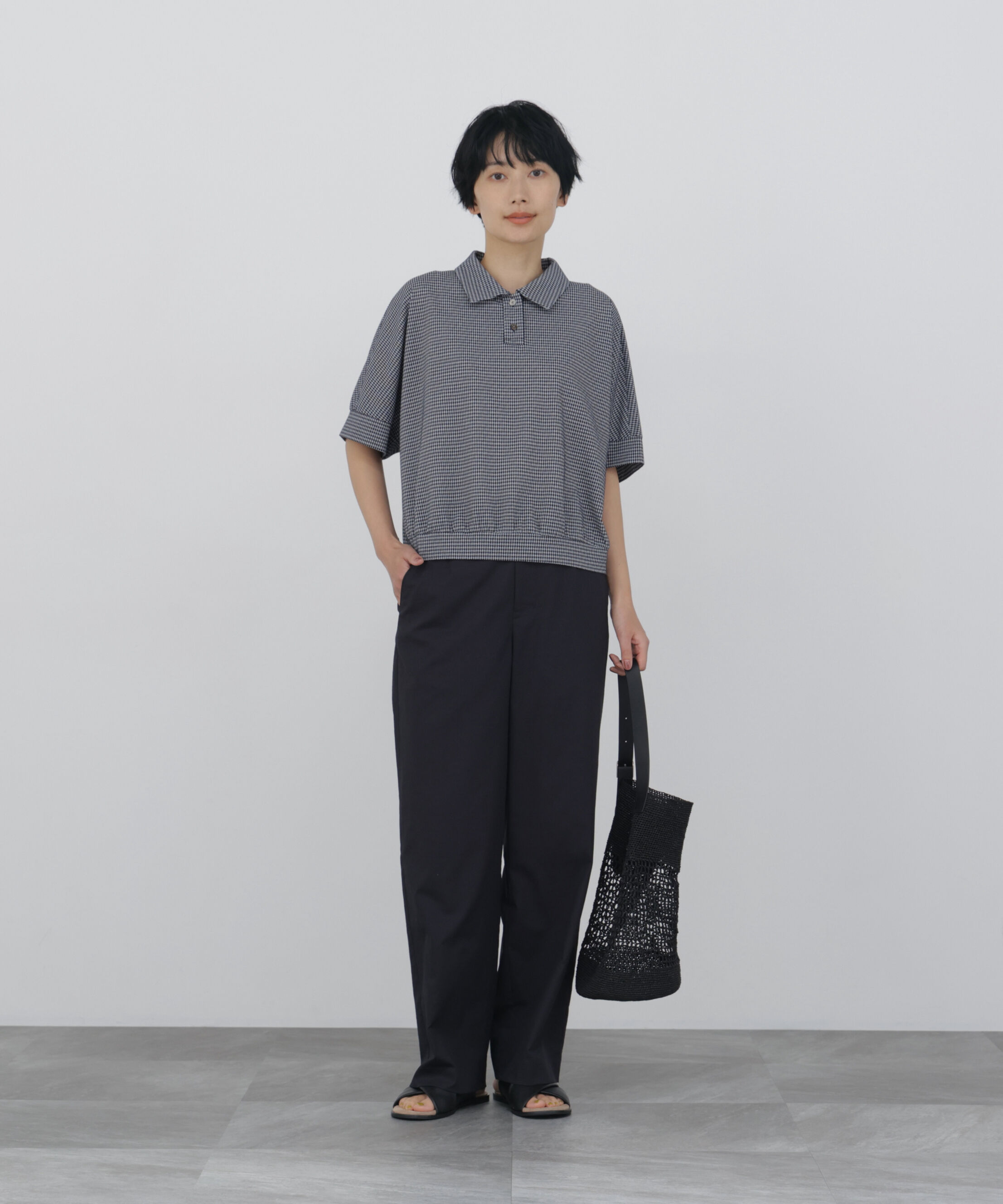  「◆《接触冷感》 フィンリーチェック衿付きカットソー」|Tシャツ・カットソー|
