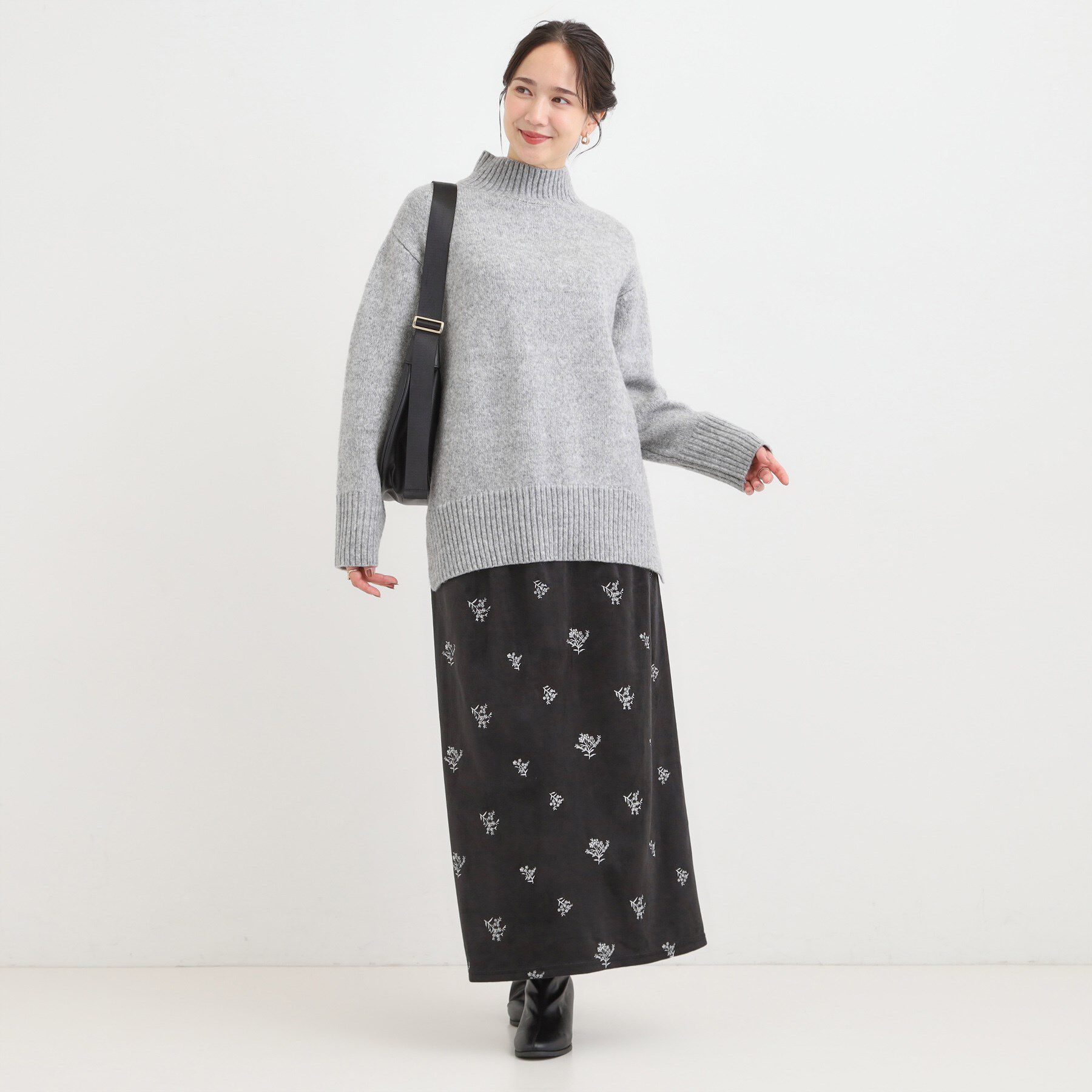 SHOO･LA･RUE「【S-LL】ゆるシルエットな メランジタートルニット」|ニット・セーター|