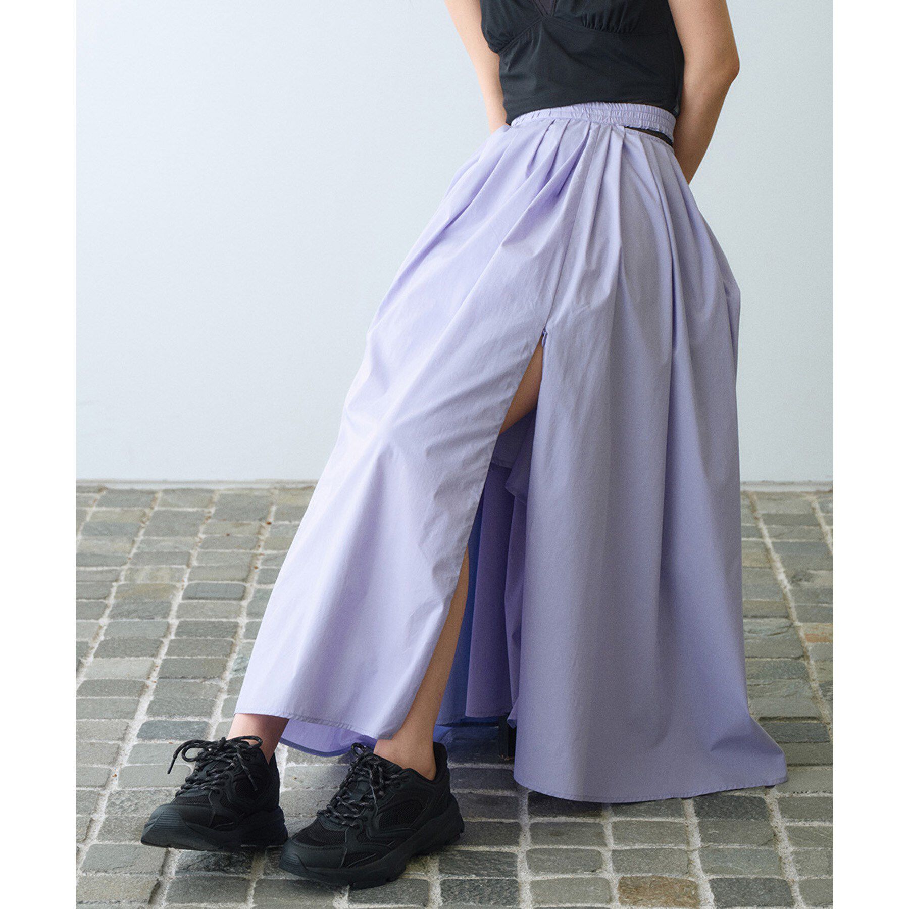 CODE A「side slit volume skirt」|スカート|ラベンダー(080)