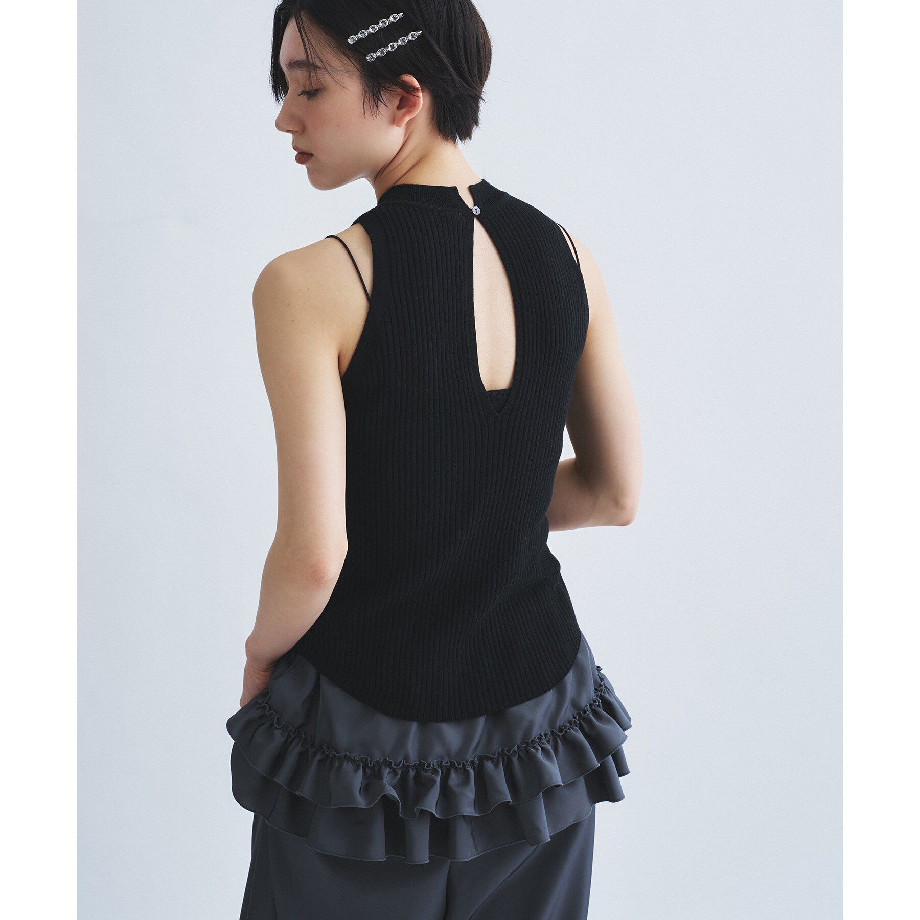 CODE A「rib highneck pullover」|ニット・セーター|ブラック(019)