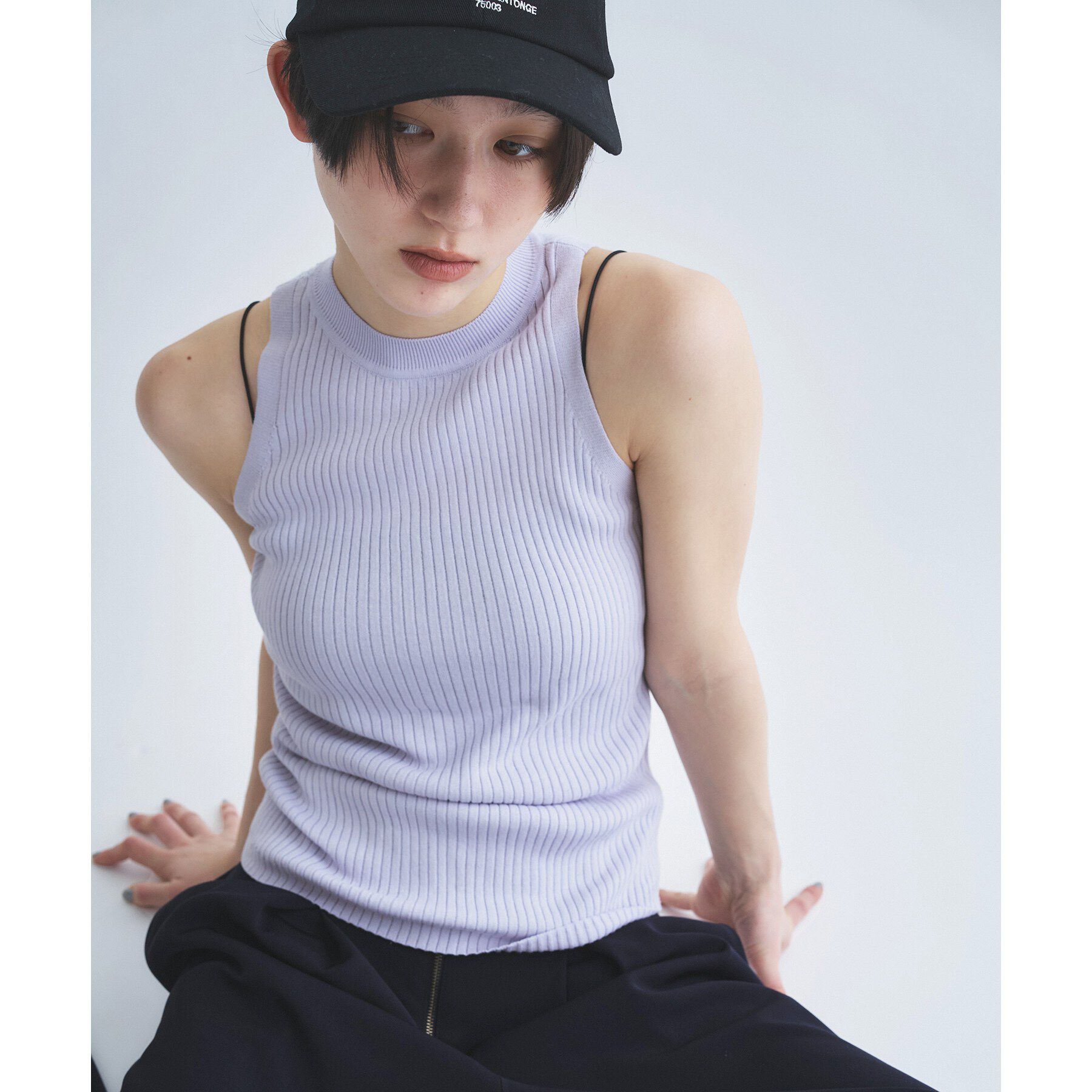 CODE A「rib highneck pullover」|ニット・セーター|ラベンダー(080)