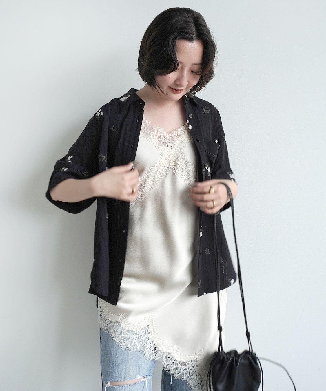 COCO DEAL「レーストリムサテンキャミソール」|キャミソール|