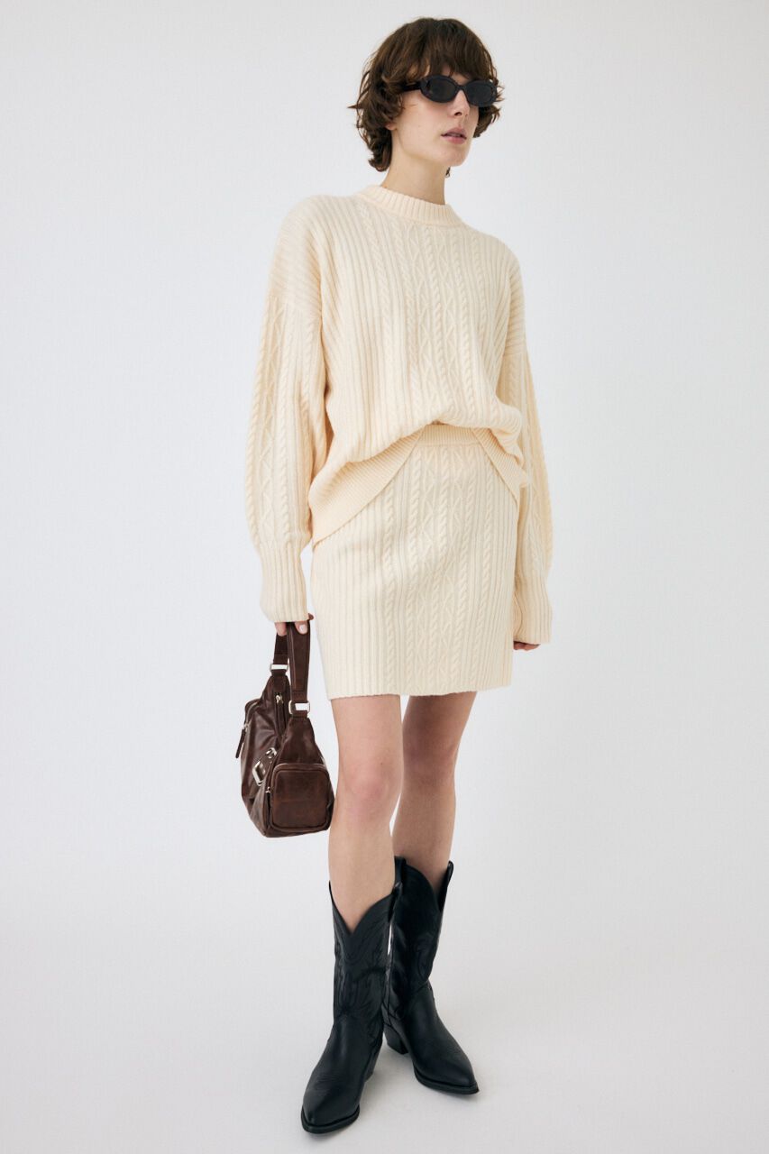 MOUSSY「RIB CABLE ニットトップス」|ニット・セーター|