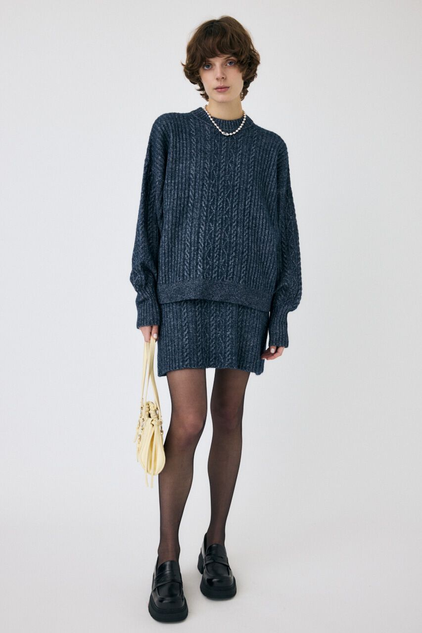 MOUSSY「RIB CABLE ミニスカート」|スカート|BLK