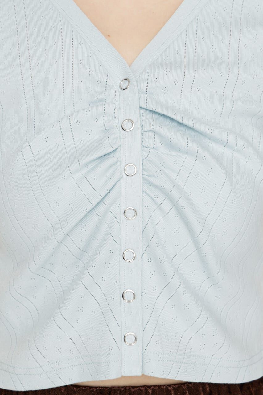 SLY「GATHER EYELET V／N カーディガン」|カーディガン|
