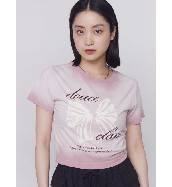 EMODA「リボンプリントTシャツ」|Tシャツ・カットソー|ピンク