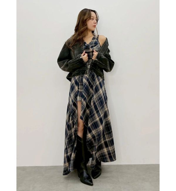 EVRIS「ドッキングチェックロングワンピース」|ワンピース|