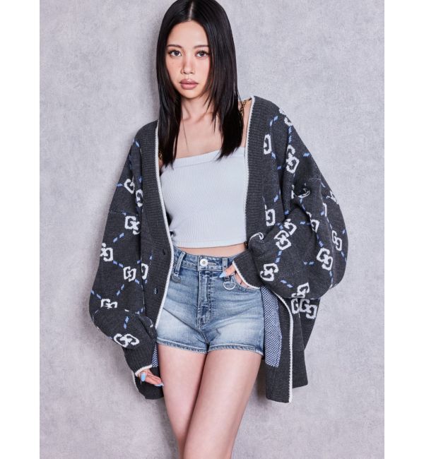 GYDA「GG glitter quiltingニットカーディガン」|カーディガン|