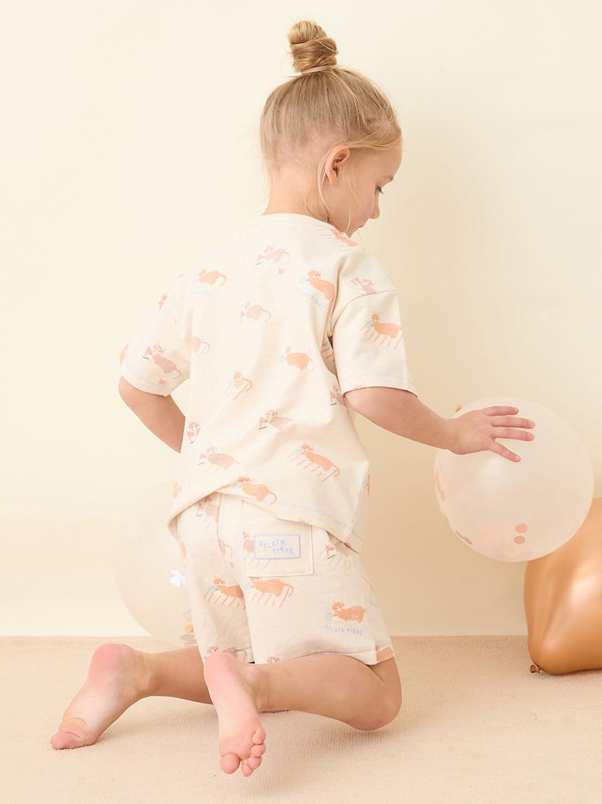 GELATO PIQUE KIDS & BABY「【KIDS】シーサイドキャット柄半袖Tシャツ」|ルームウェア|