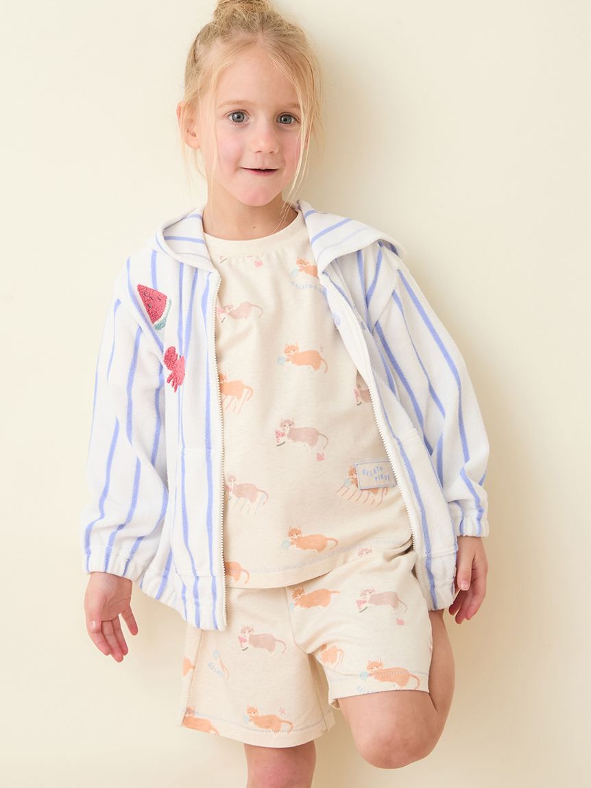 GELATO PIQUE KIDS & BABY「【KIDS】シーサイドキャット柄半袖Tシャツ」|ルームウェア|