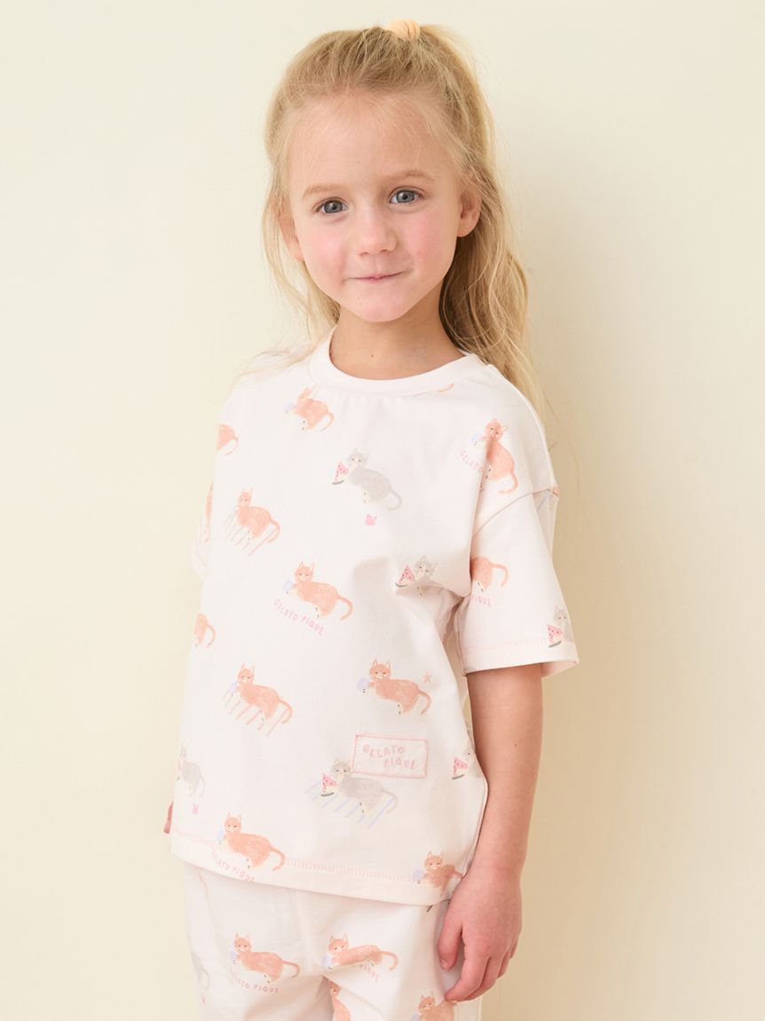 GELATO PIQUE KIDS & BABY「【KIDS】シーサイドキャット柄半袖Tシャツ」|ルームウェア|