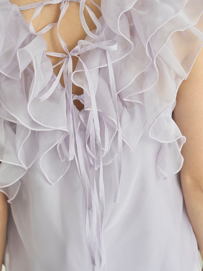 SNIDEL「【新色追加/WEB限定カラーあり】ノースリフリルブラウス」|シャツ・ブラウス|