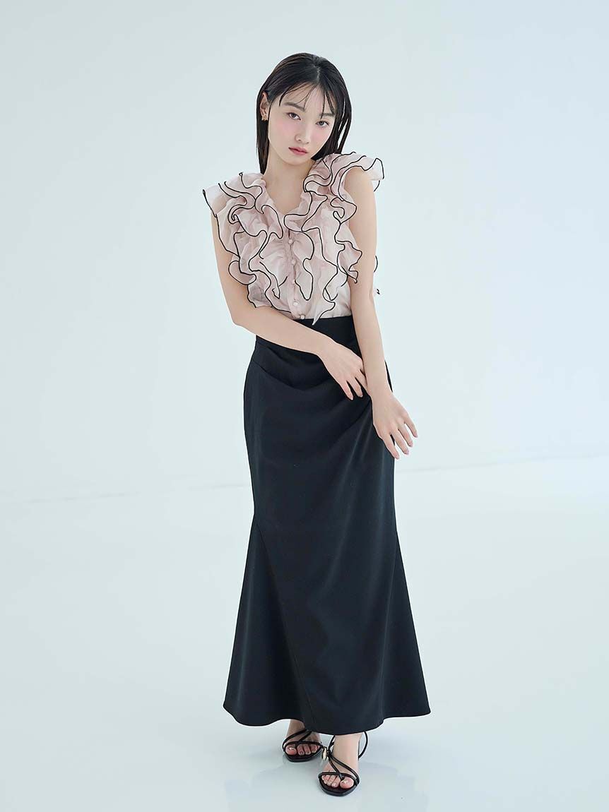 SNIDEL「【新色追加/WEB限定カラーあり】ノースリフリルブラウス」|シャツ・ブラウス|