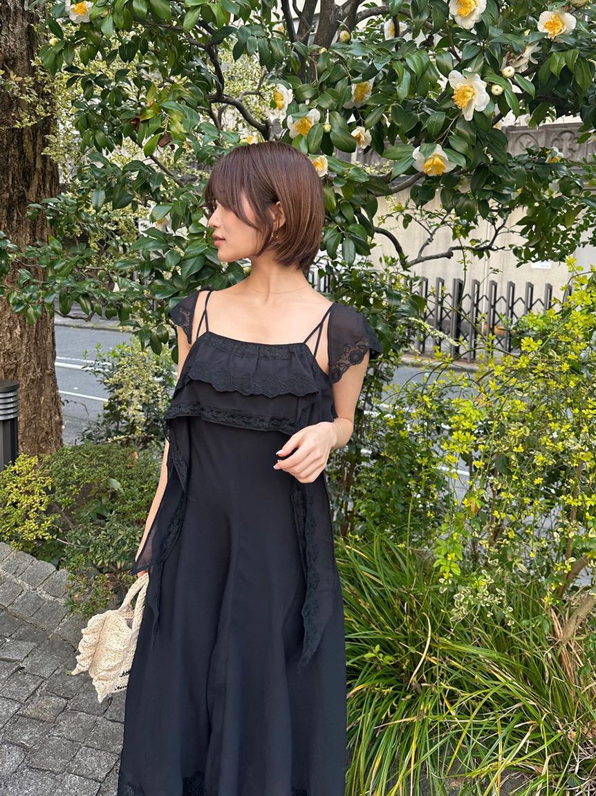 SNIDEL「シルキーシフォンレースキャミワンピース」|ワンピース|