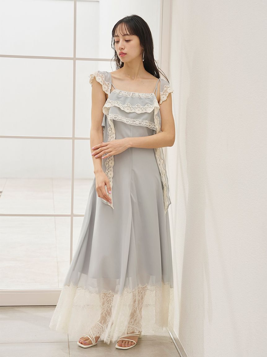 SNIDEL「シルキーシフォンレースキャミワンピース」|ワンピース|