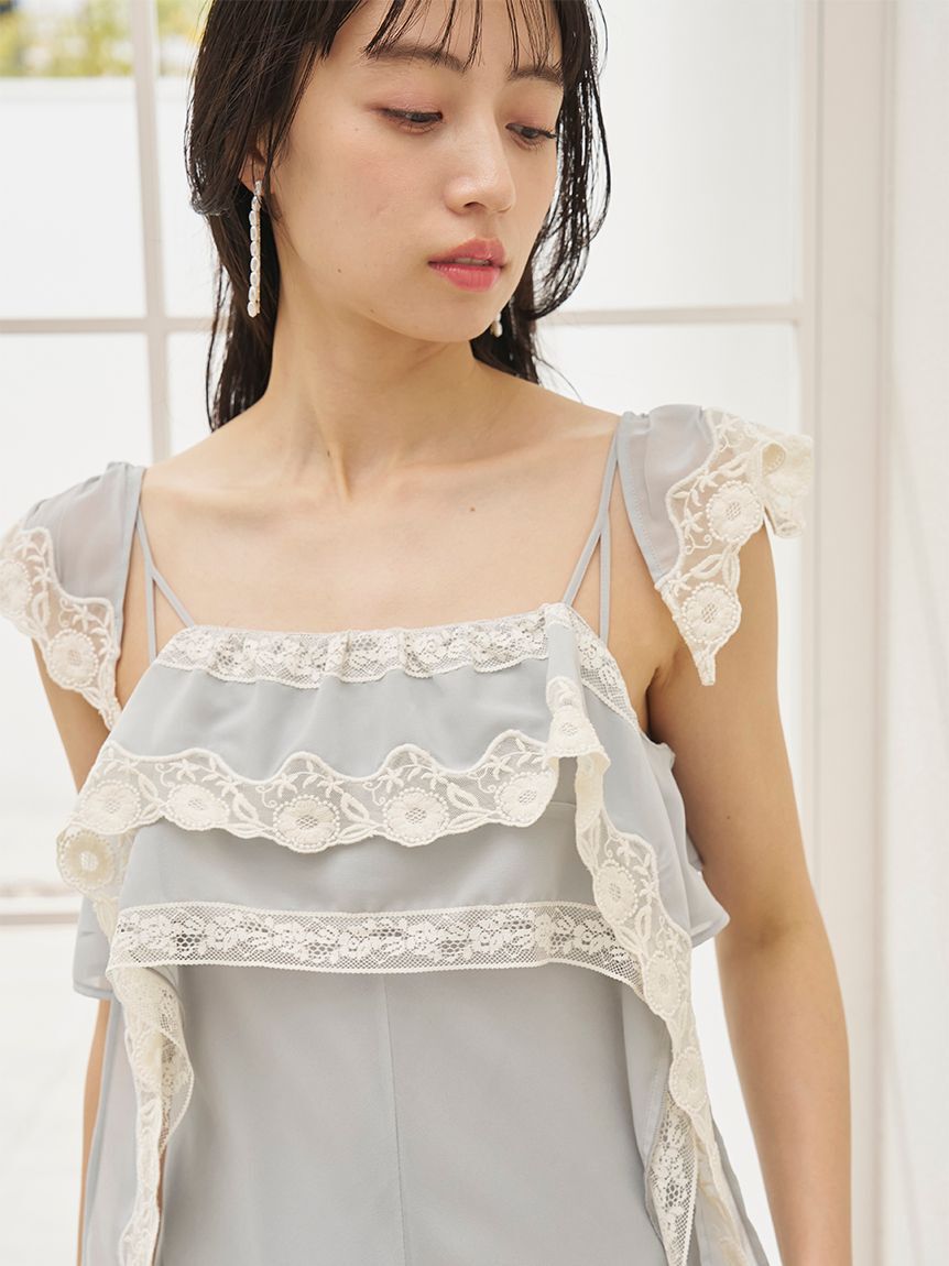 SNIDEL「シルキーシフォンレースキャミワンピース」|ワンピース|
