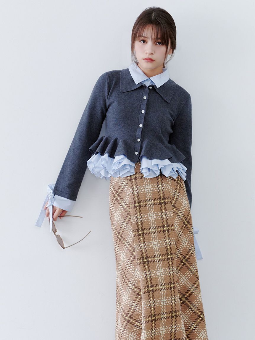 SNIDEL「【多色展開】ボリュームフリルペプラムカーディガン」|カーディガン|