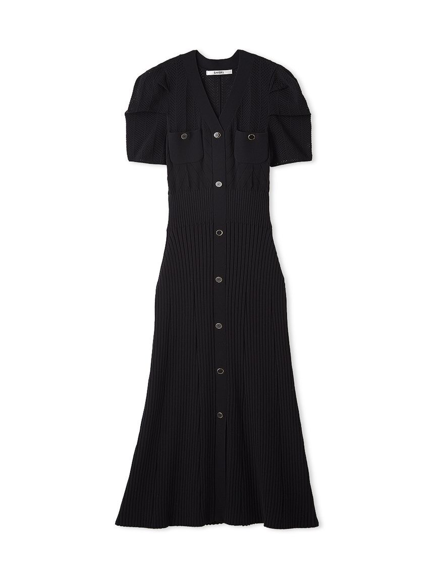 SNIDEL「フロントボタンニットワンピース」|ワンピース|BLK