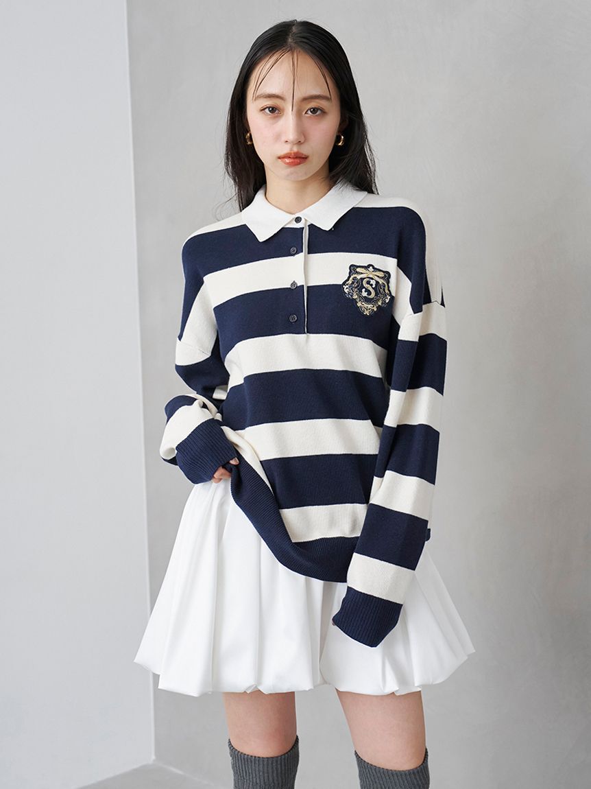 SNIDEL「ラガーポロニットプルオーバー」|ポロシャツ|NVY