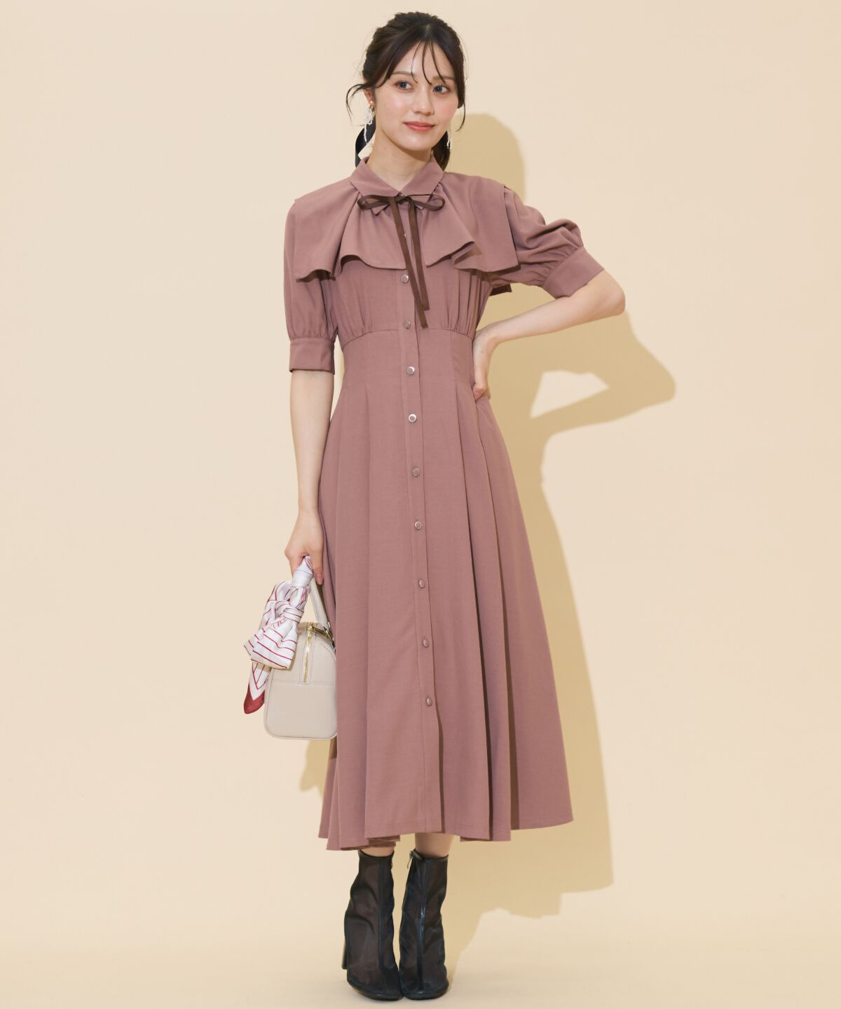 WILLSELECTION「スクエアラッフルシャツワンピース」|ワンピース|