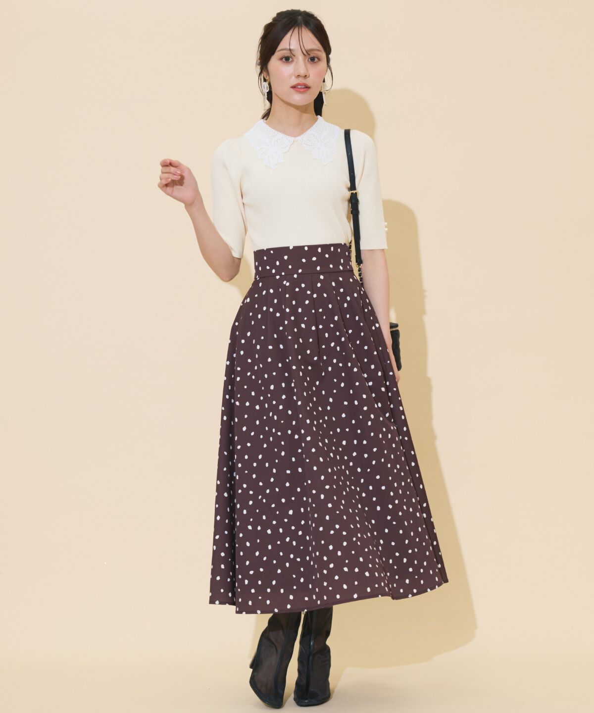 WILLSELECTION「ダルメシアンプリントボリュームタックスカート」|フレア|