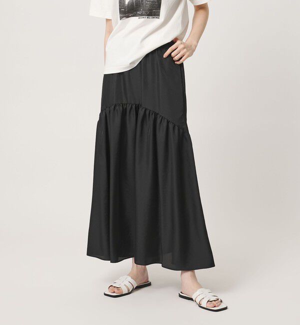 UNITED ARROWS「シルクライク ティアード スカート」|スカート|BLACK