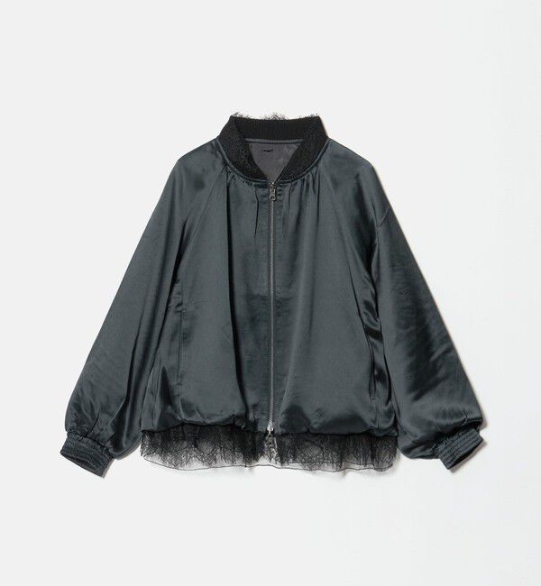 UNITED ARROWS「＜MARILYN MOON＞サテン レース リバーシブル ブルゾン」|ブルゾン・スタジャン|BLACK
