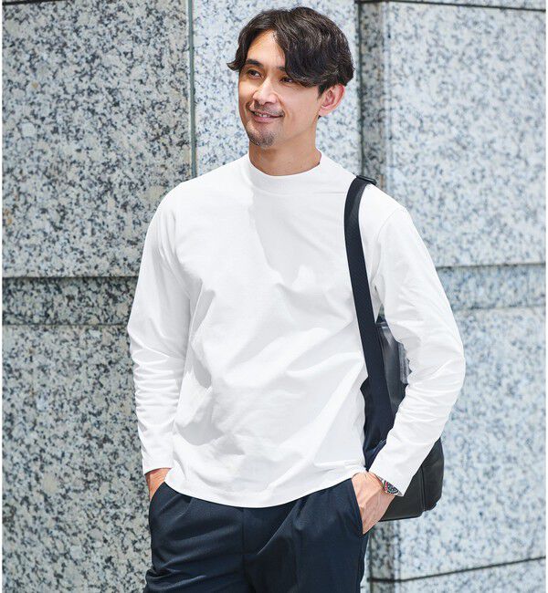 UNITED ARROWS green label relaxing「【WEB限定】JUST fit クリーン カノコ モックネック 長袖 Tシャツ -抗菌-」|Tシャツ・カットソー|WHITE