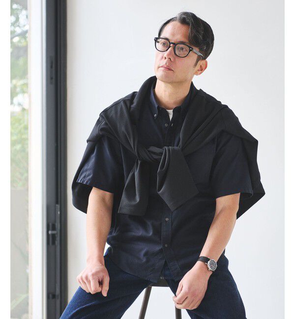 UNITED ARROWS green label relaxing「サッカー ドビー ボタンダウン 半袖 シャツ」|ポロシャツ|NAVY