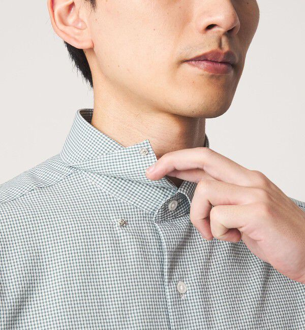 UNITED ARROWS green label relaxing「ポリエステル ラッカン ギンガムチェック スタンダード スナップ ボタンダウン 半袖 シャツ -ストレッチ・」|シャツ・ブラウス|