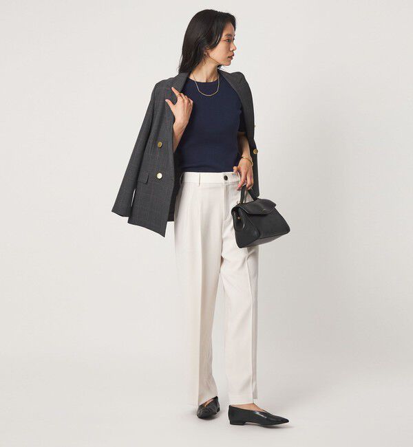 UNITED ARROWS green label relaxing「＜1_OF MINE＞リブ クルーネック 5分袖 ニット プルオーバー マシンウォッシャブル」|ニット・セーター|