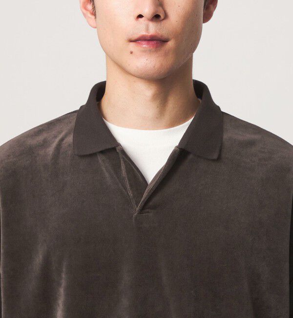 UNITED ARROWS green label relaxing「ベロア スキッパー 長袖 ポロシャツ」|Tシャツ・カットソー|