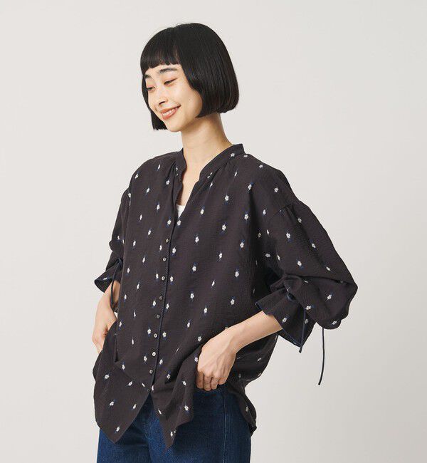 BEAUTY&YOUTH UNITED ARROWS「コットン ジャガード ペザントシャツ ウォッシャブル」|シャツ・ブラウス|BLACK