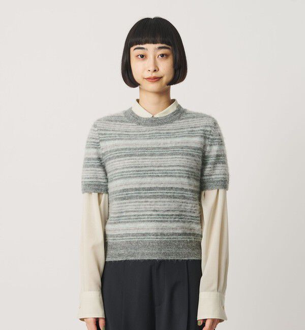 BEAUTY&YOUTH UNITED ARROWS「アルパカブレンド フェザーヤーン ボーダー ニットプルオーバー」|ニット・セーター|