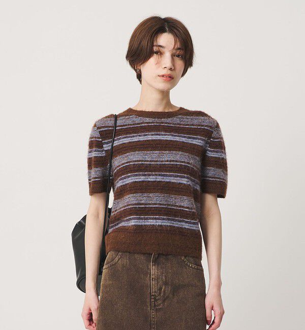 BEAUTY&YOUTH UNITED ARROWS「アルパカブレンド フェザーヤーン ボーダー ニットプルオーバー」|ニット・セーター|DK.BROWN