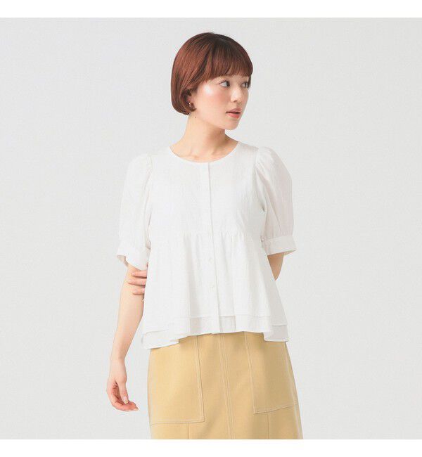 Ray BEAMS 「ティアード 2Way パフ スリーブ ブラウス」|シャツ・ブラウス|WHITE