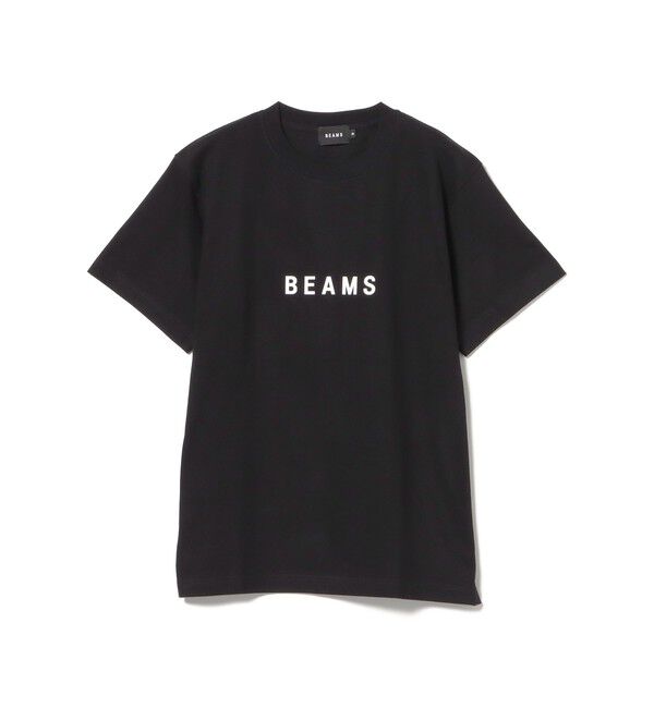 BEAMS「BEAMS｜BEAMS ロゴ Tシャツ ①｜ 半袖 Tシャツ｜ロゴT プリント｜ベーシックフィット」|Tシャツ・カットソー|BLACK