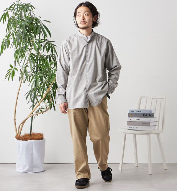 SHIPS any「SHIPS any:〈洗濯機可能〉ストライプ / ソリッド リラックス バンドカラー シャツ 26AW◆」|シャツ・ブラウス|