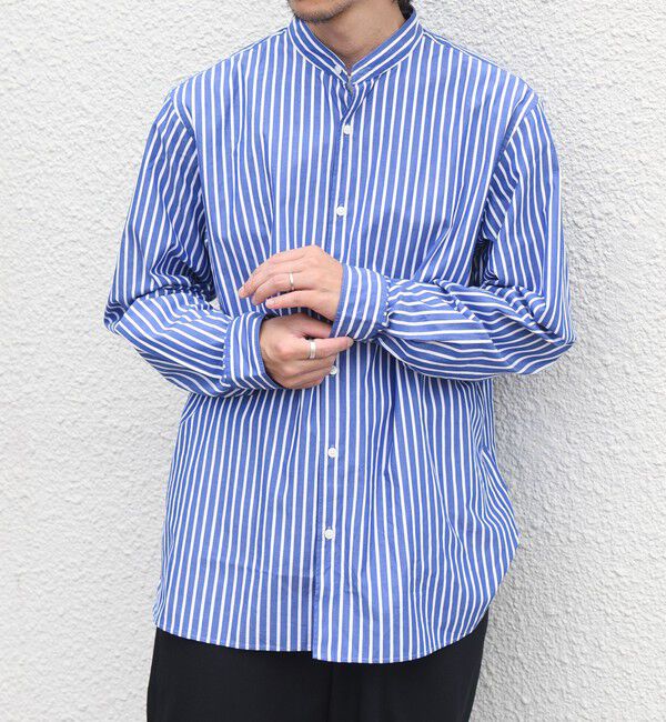 SHIPS any「SHIPS any:〈洗濯機可能〉ストライプ / ソリッド リラックス バンドカラー シャツ 26AW◆」|シャツ・ブラウス|